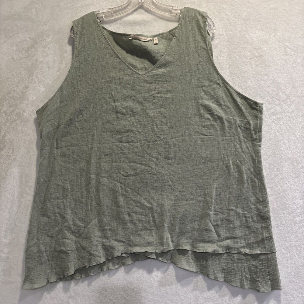 Soft Surroundings Cotton Gauze Layered Tank Top Asymmetric Hem Lagenlook 2X